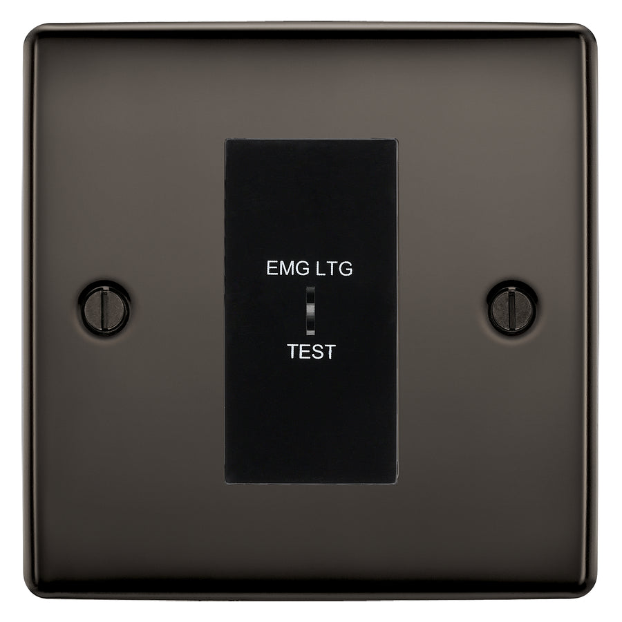 BG Nexus Metal Black Nickel 20AX 2 Way Emergency Lighting Test Key Switch - Black Insert