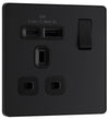 BG PCDMB21UAC18B Evolve | Matt Black - Black Insert |1 Gang 13A Single Pole 1x USB-A 1x USB-C Switched Socket