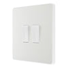 BG Evolve Pearlescent White 20A 16AX 2 Way Double Light Switch PCDCL42W with 25mm Steel Back Box