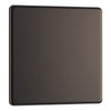 BG Screwless Black Nickel  Single Blank Plate FBN94 with 25mm Steel Back Box