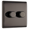 BG NBN82P Nexus Metal 2 Gang, 2 Way, 400W Dimmer Switches - Black Nickel