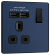 PCDDB21U2B Front - This Evolve Matt Blue 13A single power socket from British General comes with two USB charging ports, allowing you to plug in an electrical device and charge mobile devices simultaneously without having to sacrifice a power socket.