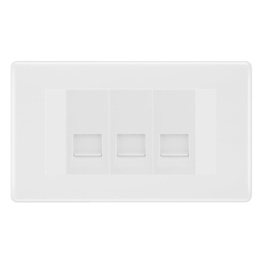 BG Nexus White Moulded 3 Gang RJ11 Telephone Socket Euro Module - White Insert