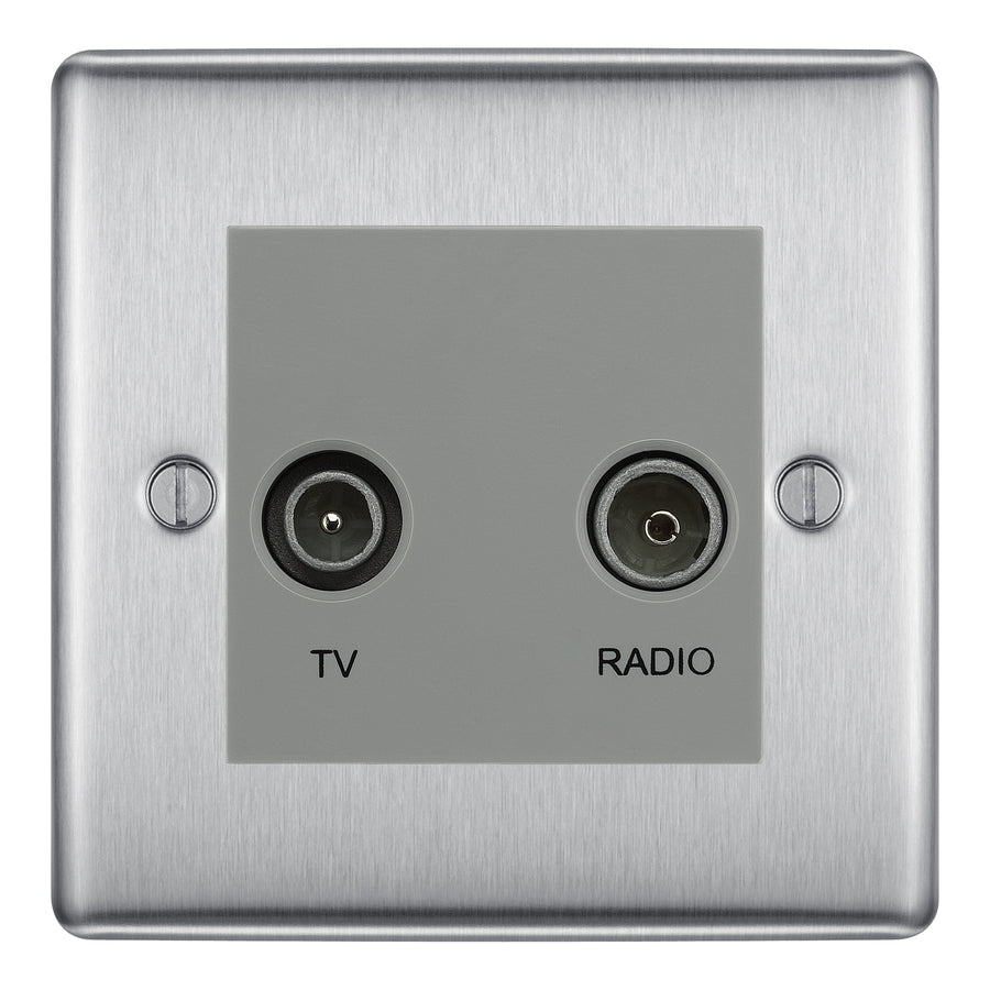 BG Nexus Metal Brushed Steel TV & FM Socket NBS66G