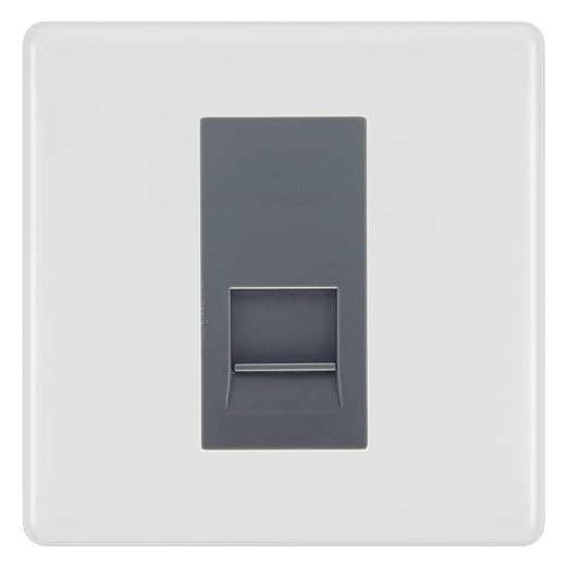 BG White Moulded Single IDC Secondary Telephone Socket - Grey Insert