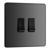 BG Evolve Black Chrome 2 Gang 20A 16AX 2 Way Light Switch PCDBC42B with 35mm Steel Back Box