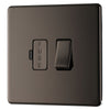 BG Screwless Black Nickel 13A Switched Spur FBN50 with 35mm Steel Back Box