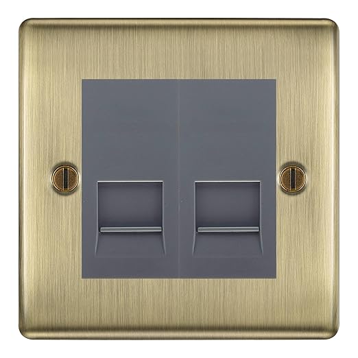 BG Nexus Antique Brass Double IDC Secondary Telephone Socket - Grey Insert