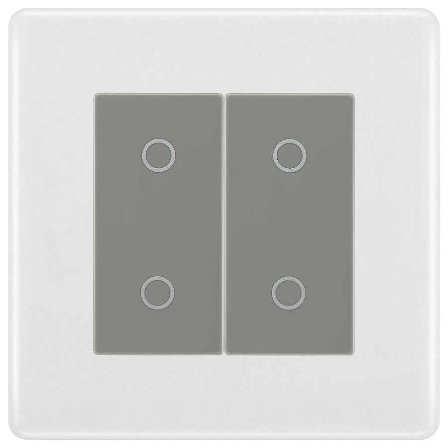 BG Nexus White Moulded Double Secondary Touch Dimmer Switch - Grey Insert