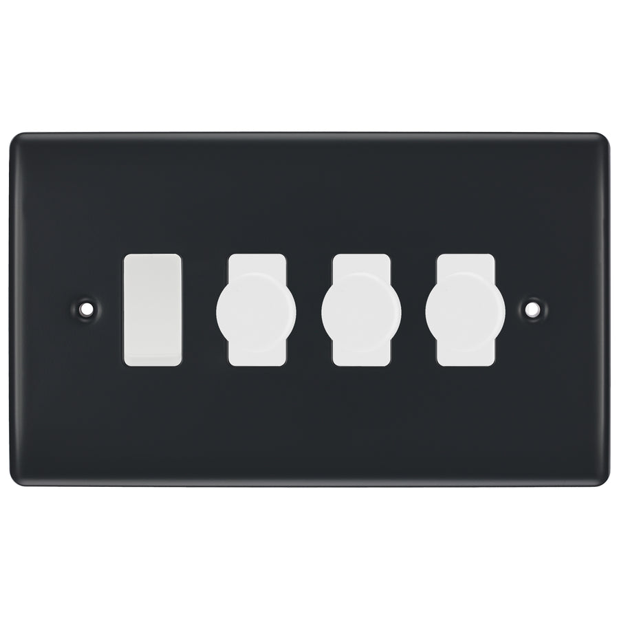 BG Part M 4 Gang Switch 3x Intelligent Dual Mode Dimmer 1x 2 Way Custom Grid
