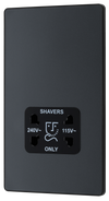 PCDMG20B Front - This Evolve Matt Grey dual voltage shaver socket from British General is suitable for use with 240V and 115V shavers and electric toothbrushes.