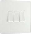 BG PCDCL43W Pearlescent White Evolve 3 Gang 20A 16AX 2 Way Light Switch - White Insert