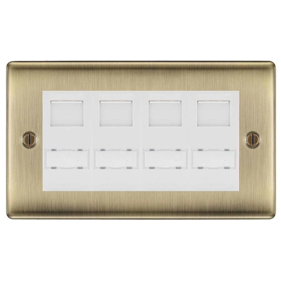 BG Nexus Antique Brass 4 Gang RJ45 CAT6 Data Socket White Inserts