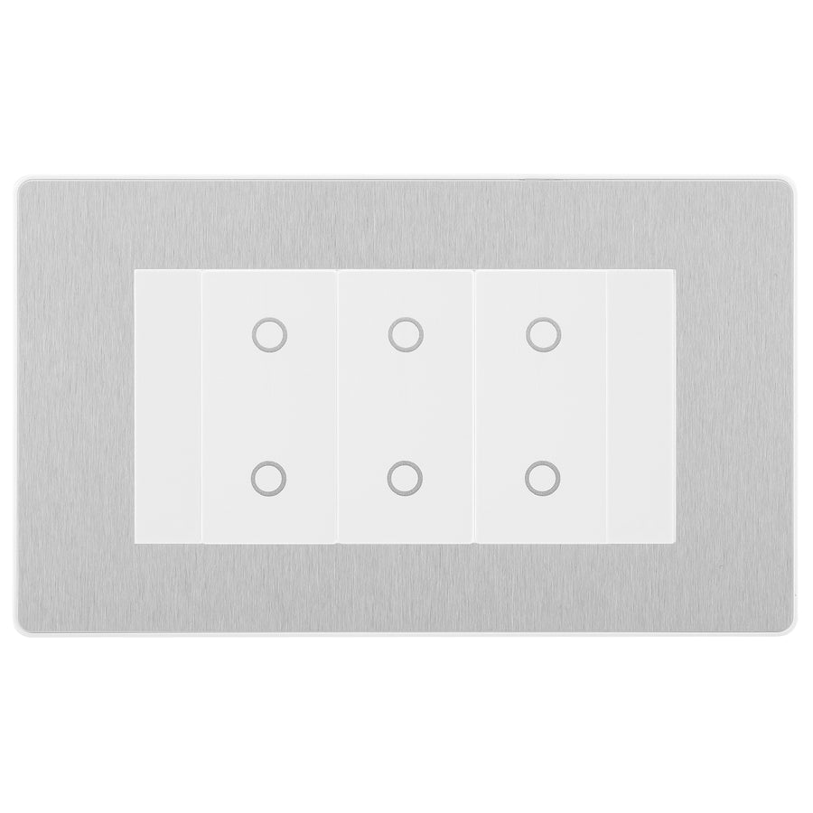 BG Evolve Brushed Steel Screwless Triple Secondary Touch Dimmer Switch PCDBSTDS3W
