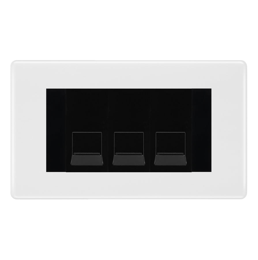 BG Nexus White Moulded 3 Gang RJ11 Telephone Socket Euro Module - Black Insert