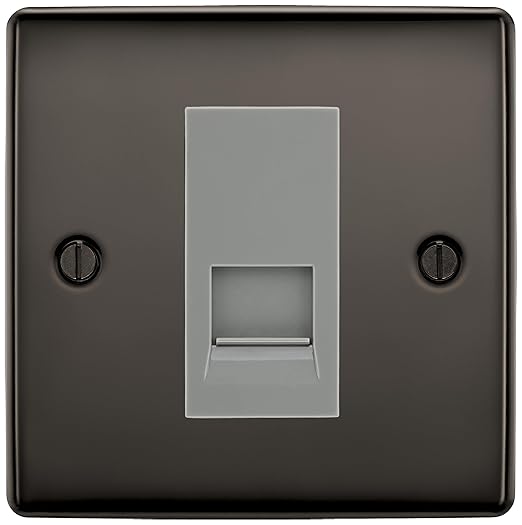 BG Nexus Black Nickel Single RJ11 Telephone Socket NBNRJ111 - Grey Insert