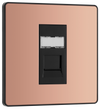  PCDCPRJ451B Front - This Evolve Polished Copper RJ45 ethernet socket from British General uses an IDC terminal connection and is ideal for home and office, providing a networking outlet with ID window for identification.