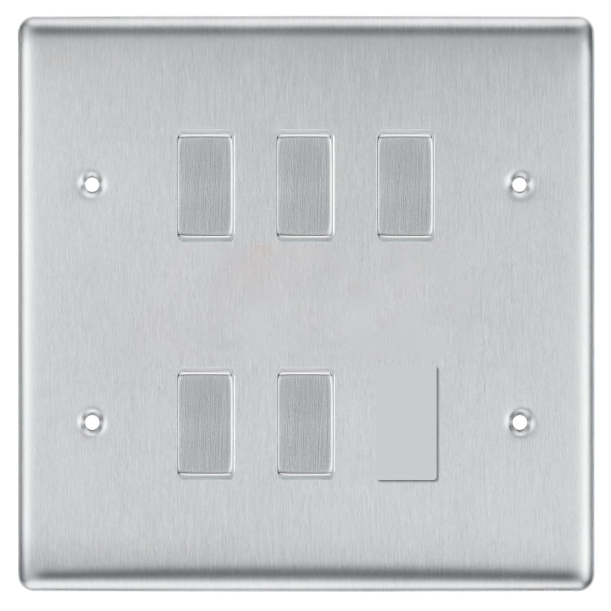 BG Brushed Steel 5 Gang Intermediate Custom Grid Light Switch Back Box ...