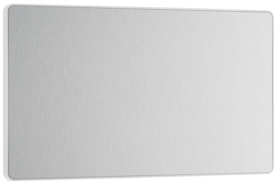 BG Evolve PCDBS95W Double Blank Plate - Brushed Steel (White)