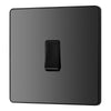 BG Evolve Black Chrome 1 Gang 20A 16AX 2 Way Light Switch PCDBC12B with 25mm Steel Back Box