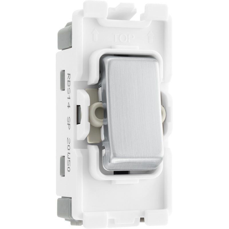 BG RBS14 Nexus Grid Brushed Steel 20AX 1 Way Retractive Switch Module ...