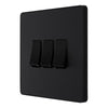 BG Evolve Matt Black 3 Gang 20A 16AX 2 Way Light Switch PCDMB43B with 35mm Steel Back Box