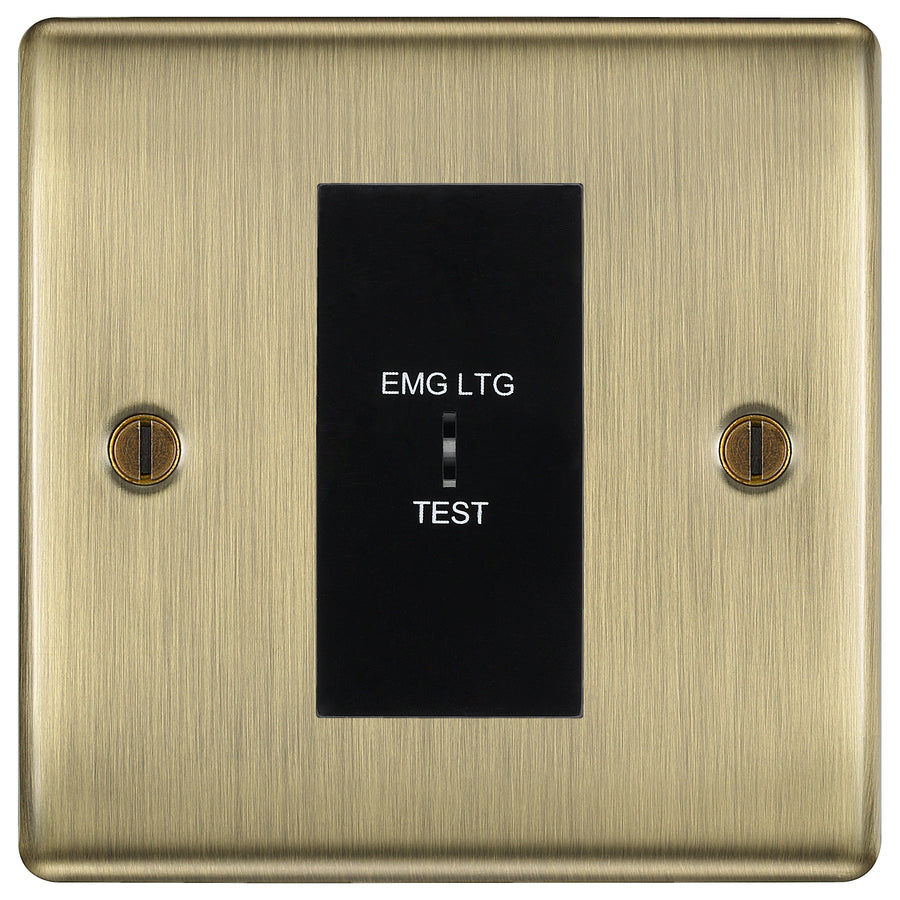 BG Nexus Metal Antique Brass 20AX 2 Way Emergency Lighting Test Key Switch - Black Insert