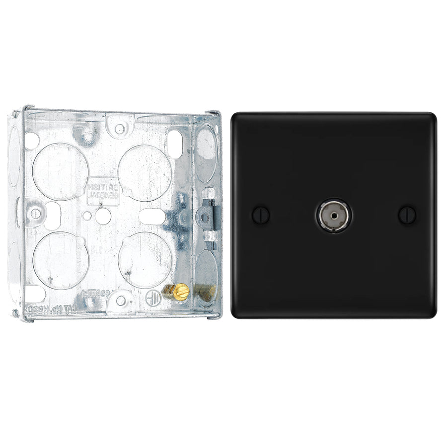BG Nexus Matt Black Single Coaxial Socket NFB60 with 25mm Steel Back Box