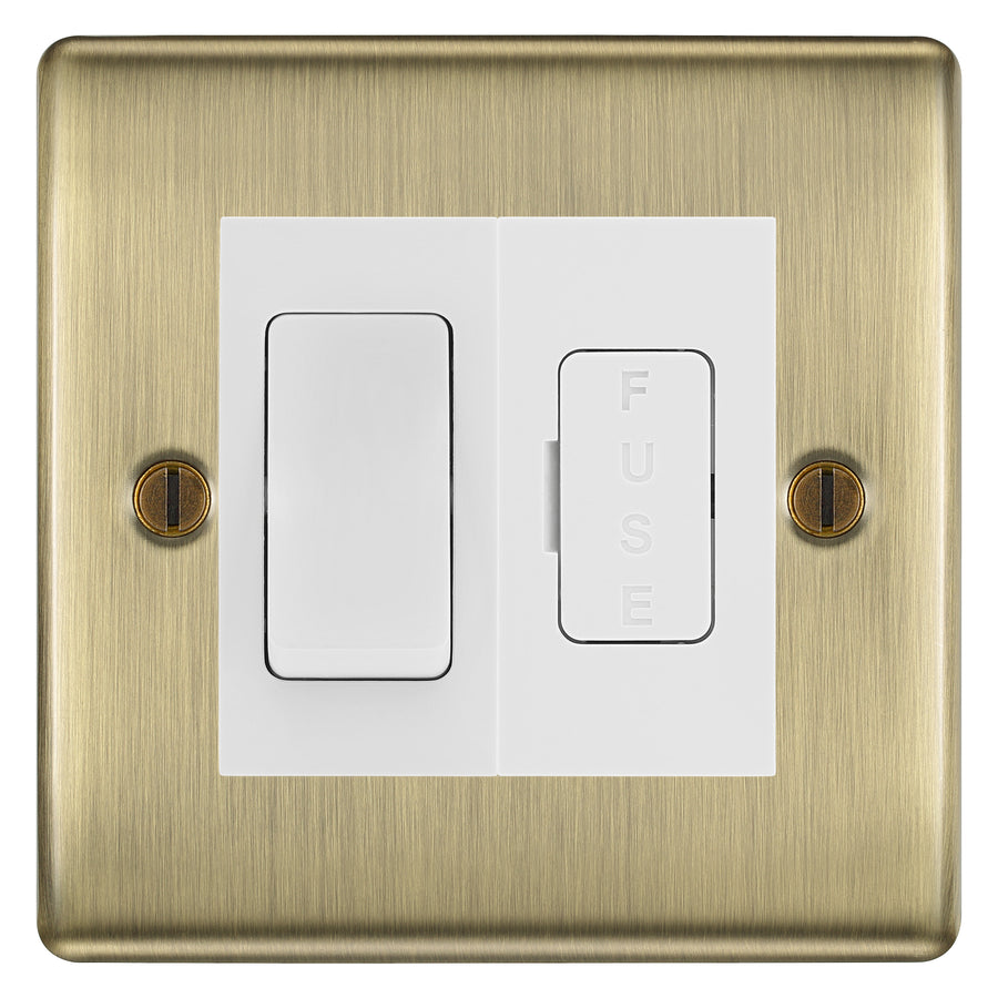 BG Nexus Antique Brass 2 Way Light Switch & 13A Fused Spur Plate | White Insert