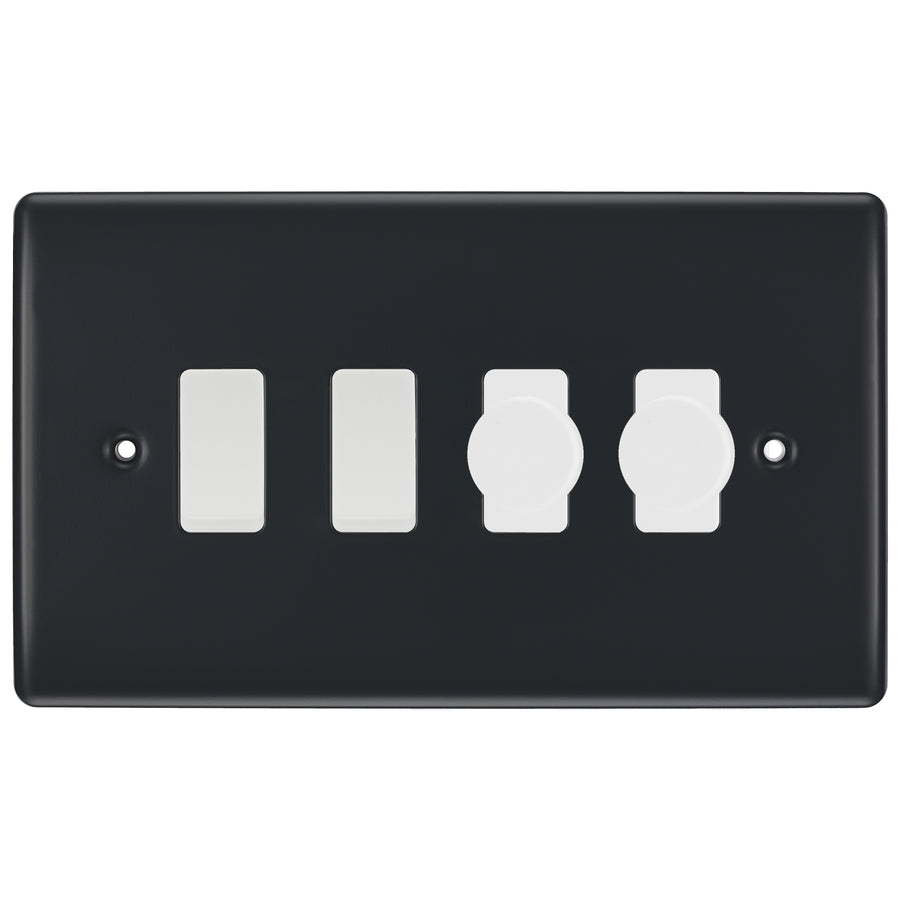 BG Part M 4 Gang Switch 2x Intelligent Dual Mode Dimmer 2x 2 Way Custom Grid