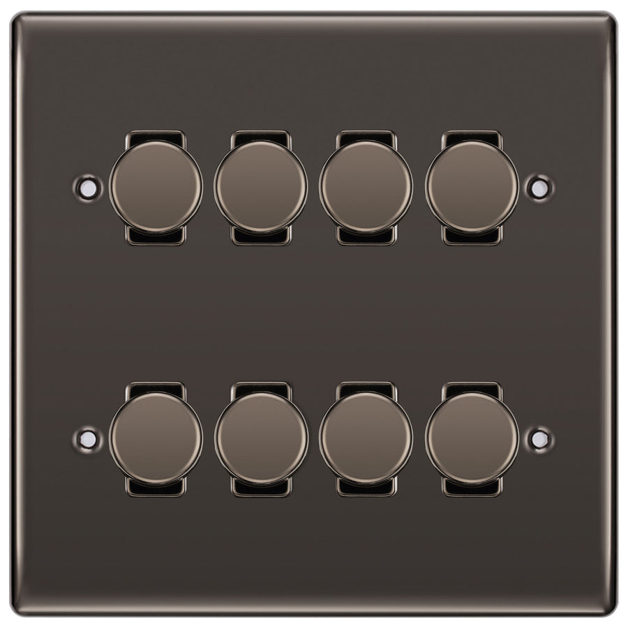 BG Black Nickel 8 Gang Trailing Edge LED Dimmer Light Switch 2 Way Custom Switch