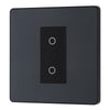 BG Evolve Matt Grey 1 Gang 200W Trailing Edge Master Touch Dimmer PCDMGTDM1B with 25mm Steel Back Box