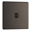 BG Screwless Black Nickel 1 Gang Coaxial TV Socket FBN60 with 35mm Steel Back Box