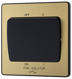 BG Evolve PCDSB15B Satin Brass 10A 3 Pole Fan Isolator-Black Insert