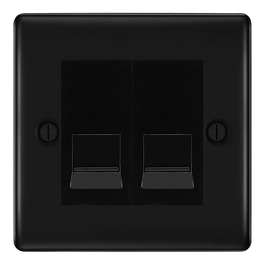 BG Nexus Matt Black Double IDC Secondary Telephone Socket - Black Insert
