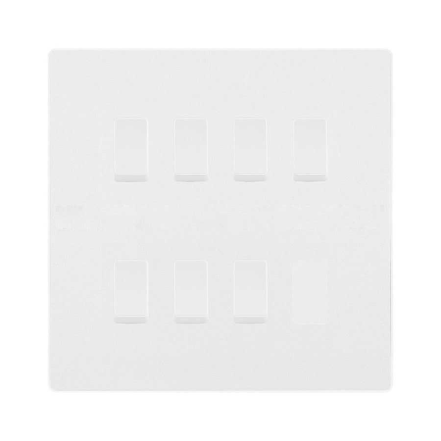 BG Evolve Pearlescent White 7 Gang Custom Grid Light Switch