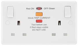 BG 822ARCD Moulded Round Edge | White | 2 Gang 13A Type A RCD 30mA 3120W Max Load 1 Pole Switched Socket