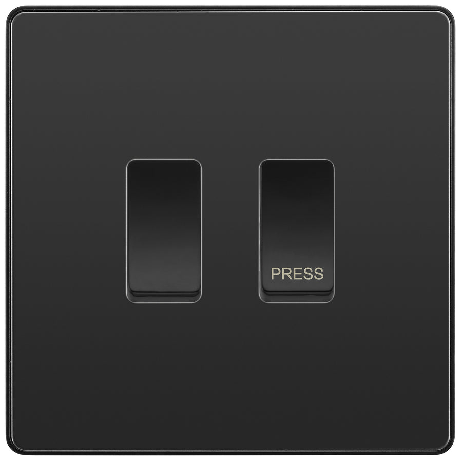 BG Evolve Black Chrome 2G Grid Switch Kit – 20A 2-Way & Retractive Press Module