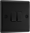 BG NFB42 Nexus Metal Matt Black 2 Gang 20A 16AX 2 Way Plate Switch