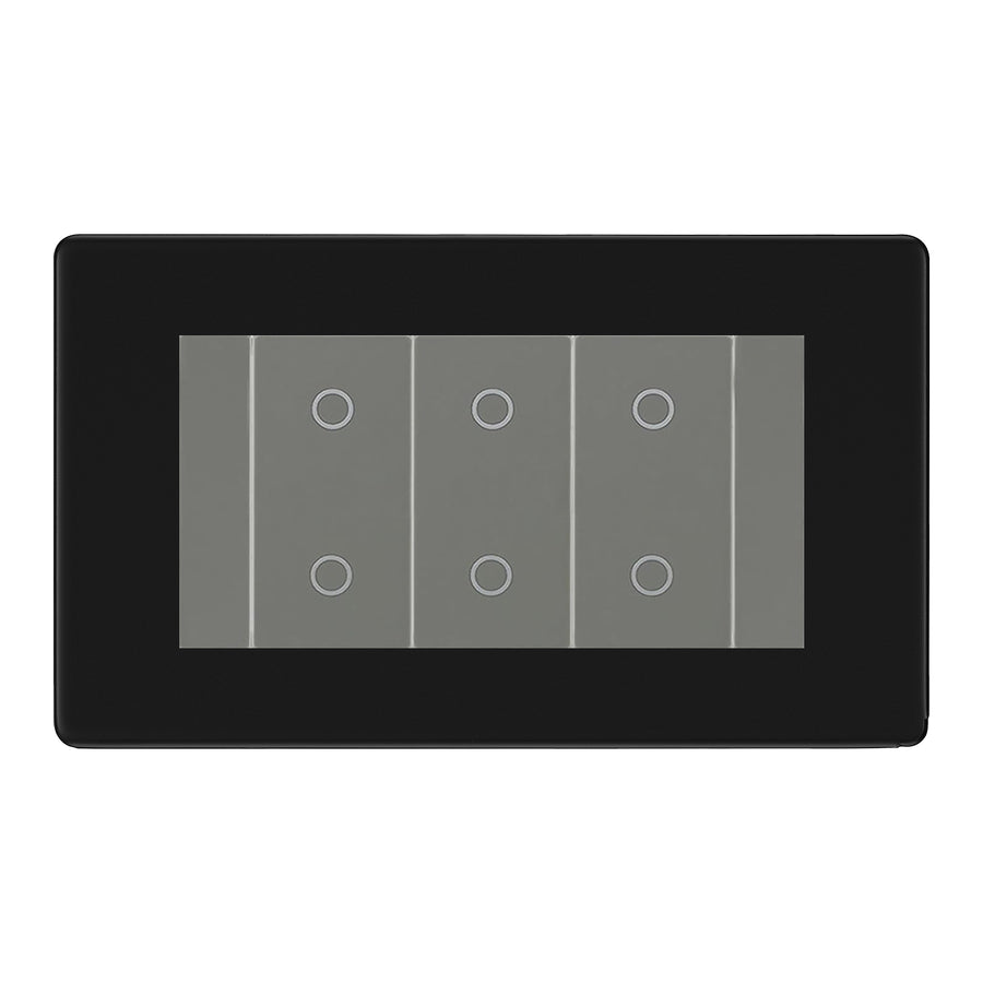BG Nexus Screwless Matt Black Triple Secondary Touch Dimmer Switch - Grey Insert