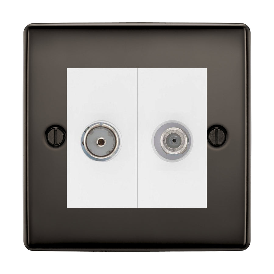BG Nexus Metal Black Nickel TV & Satellite Socket NBN65W