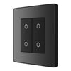 BG Evolve Black Chrome Double Master Touch Dimmer Switch PCDBCTDM2B with 35mm Steel Back Box