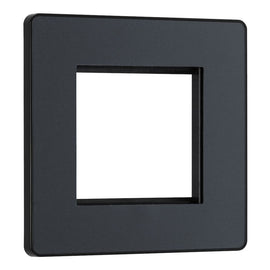 BG Evolve Matt Grey Single 2 Gang Brush Cable Entry Wall Plate Black
