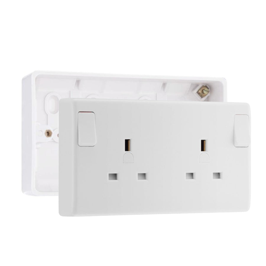 BG Nexus 13A SP Converter Switched Socket White & 32mm Pattress Back Box