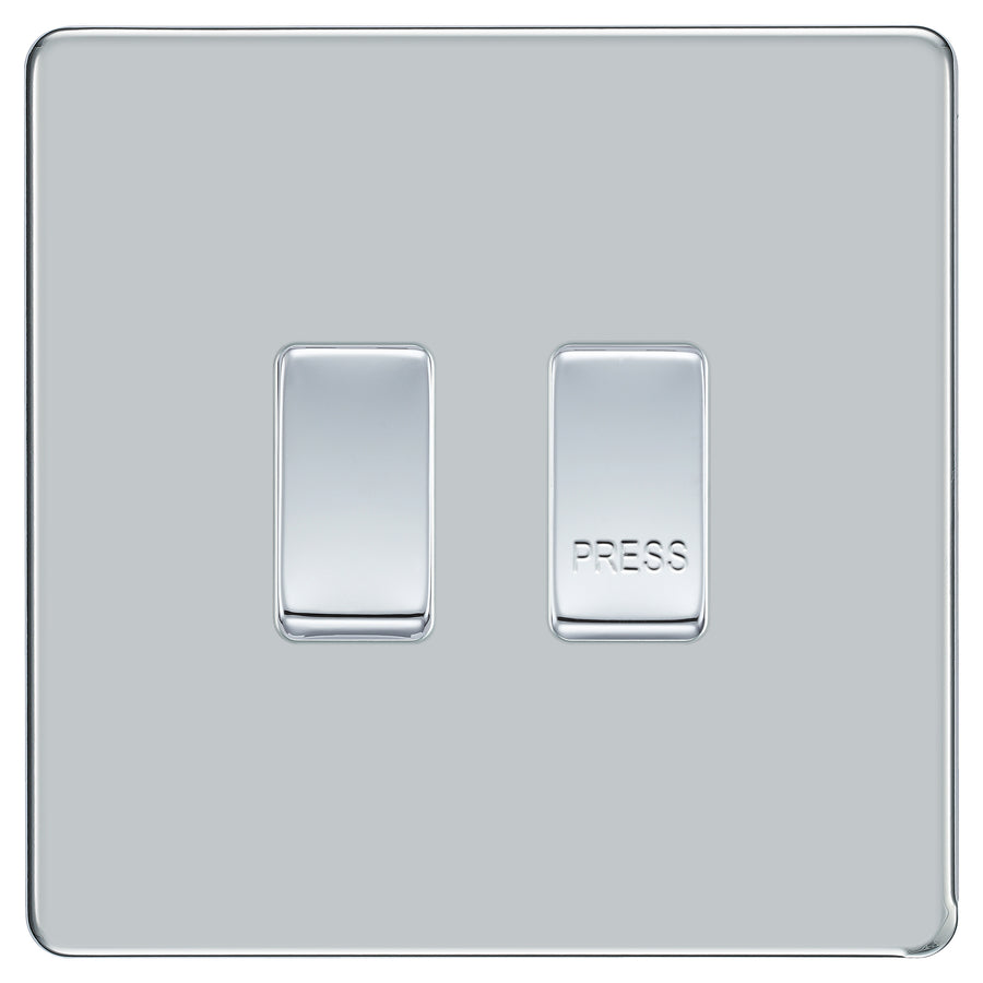 BG Screwless Polished Chrome 2G Grid Switch 20A 2-Way & Retractive Press Module