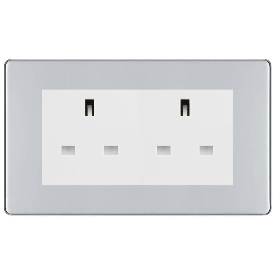 BG Screwless Polished Chrome 4 Gang 13A Unswitched Socket -FPC4GUSSW