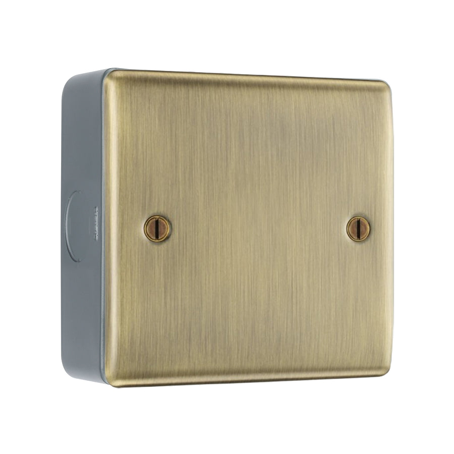 BG Nexus Antique Brass 1 Gang Single Blank Plate with Surface Pattress Back Box