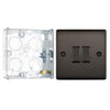 BG Nexus Black Nickel 20A, 16AX 2 Way Double Light Switch NBN42 and 25mm Steel Back Box