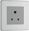 FBS29G Front - This 5A round pin socket from British General can be used to connect lamps to a lighting circuit. The brushed steel finish has an anti-fingerprint lacquer and slim clip-on/off front-plate to add a touch of luxury to your decor.