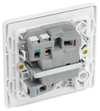 PCDBS52W Back - This Evolve Brushed Steel 13A fused and switched connection unit from British General with power indicator provides an outlet from the mains containing the fuse, ideal for spur circuits and hardwired appliances.